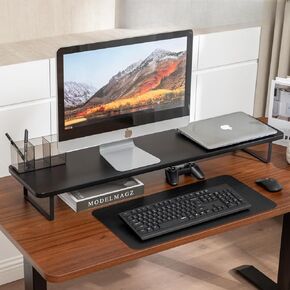 Dual Monitor Stand Riser, 41.3 Inch Large Monitor Stand for Holding 2 Computer Monitor Screens ,Tv and Printers in Home Office.- Natural Color in Saudi Arabia
