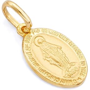 14k REAL Yellow Gold Religious Miraculous Mary Medal Charm Pendant (17 x 11 mm) in Kuwait