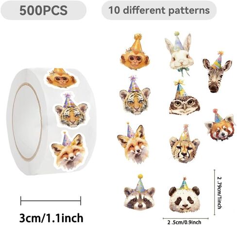 500PCS Birds Stickers for Kids 10 Styles Sticker Rolls Cartoon Birds Stickers Birds Party Favors Waterproof Vinyl Stickers(500 Per Roll) in Saudi Arabia