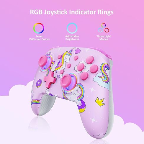 Nexigo Wireless Controller (No Deadzone) للمفتاح 2 والتبديل ، وحدات تحكم Bluetooth لمفتاح Nintendo مع الاهتزاز والحركة والتوربو وضوء LED (البنفسجي يونيكورن) in Saudi Arabia