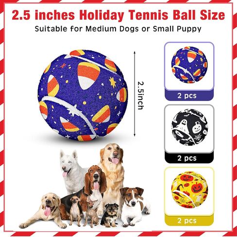 6 PCS 4th of July Dog Tennis Tennis Ball 2.5 بوصة من التسنين الأليفة الوطنية مضغ ألعاب Red White Blue Flag Ball Toy for Independence Day كبير متوسط الكلب الصغير العدواني التدريب in Saudi Arabia