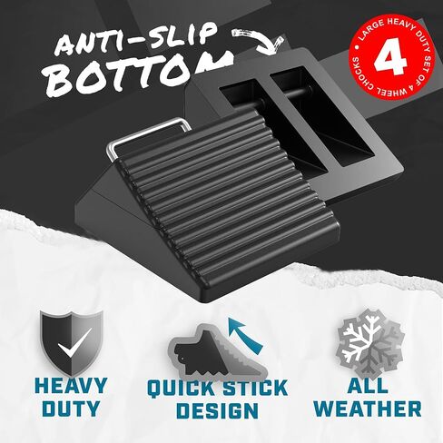 Wheel Chocks for Cars, RVs, Trucks, Trailers, and Vehicles G.V.W. up to 6T, 2 Pack - Anti Slip Bottom Tire Chock for All Weather Use - RV, Travel Trailer, Pop Up Camper Accessory in Saudi Arabia