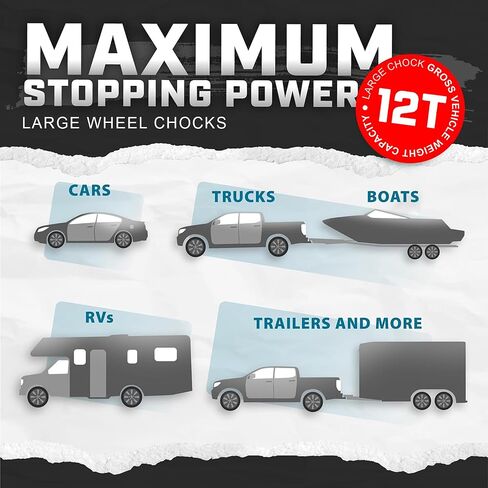 Wheel Chocks for Cars, RVs, Trucks, Trailers, and Vehicles G.V.W. up to 6T, 2 Pack - Anti Slip Bottom Tire Chock for All Weather Use - RV, Travel Trailer, Pop Up Camper Accessory in Saudi Arabia