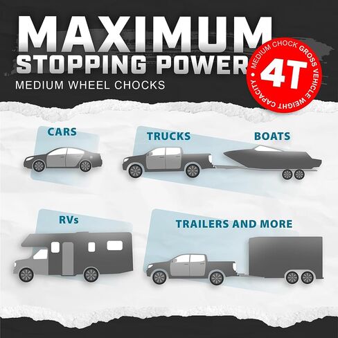 Wheel Chocks for Cars, RVs, Trucks, Trailers, and Vehicles G.V.W. up to 6T, 2 Pack - Anti Slip Bottom Tire Chock for All Weather Use - RV, Travel Trailer, Pop Up Camper Accessory in Saudi Arabia