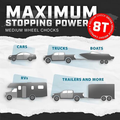 Wheel Chocks for Cars, RVs, Trucks, Trailers, and Vehicles G.V.W. up to 6T, 2 Pack - Anti Slip Bottom Tire Chock for All Weather Use - RV, Travel Trailer, Pop Up Camper Accessory in Saudi Arabia