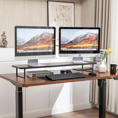 Riser Reser Dual Monitor Riser ، 41.3 بوصة شاشة كبيرة للاحتجاز شاشات مراقبة الكمبيوتر والتلفزيون والطابعات في المكتب المنزلي .- اللون الطبيعي in Saudi Arabia