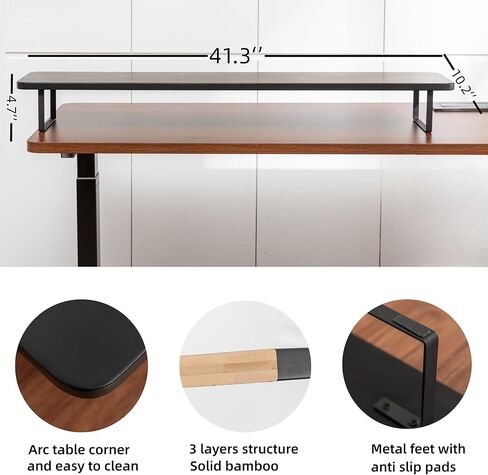Riser Reser Dual Monitor Riser ، 41.3 بوصة شاشة كبيرة للاحتجاز شاشات مراقبة الكمبيوتر والتلفزيون والطابعات في المكتب المنزلي .- اللون الطبيعي in Saudi Arabia