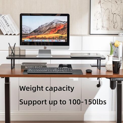 Riser Reser Dual Monitor Riser ، 41.3 بوصة شاشة كبيرة للاحتجاز شاشات مراقبة الكمبيوتر والتلفزيون والطابعات في المكتب المنزلي .- اللون الطبيعي in Saudi Arabia