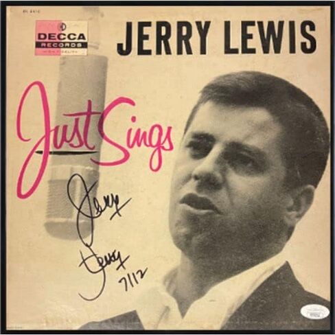 أثلون سبورتس CTBL-f31872 توقيع جيري لويس 1956 Decca Records Just Sings Album Cover LP Vinyl Record JSA - No.RR76712 in Kuwait