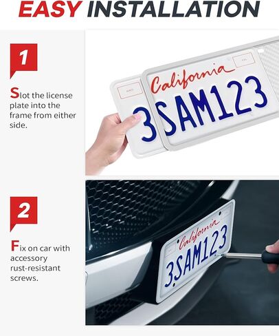 Aujen Silicone License Plate Frames,2 Pack Black Side-Opening License Bracket Holder with Easy Installation, License Plate Frame Without Obstruction.Rustproof, Rattle Proof & Weatherproof Universal in Kuwait