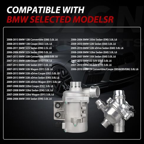 11517521584 Electric Engine Water Pump W/Thermostat Compatible with BMW X3 Z4 X5 128i 323i 325i 325xi 328i 328xi 330i 330xi 525i 525xi 528i 528xi 530i 530xi OE# 11517546994 11517586924 59660 in Saudi Arabia