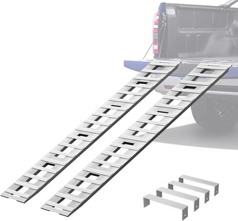 Albott 60" x 12" Aluminum Trailer Ramps, 6000 LBS Capacity Loading Ramps with U-Shaped Buckle and Hook Ends, 1 Pair for ATV, UTV, Tractors, Motorcycles, Lawnmowers, Trucks in Saudi Arabia