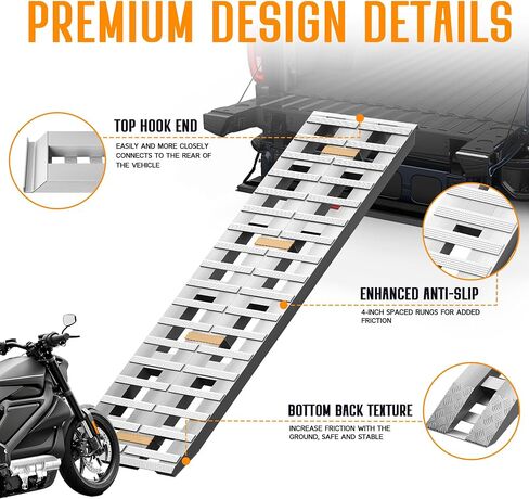 Albott 60" x 12" Aluminum Trailer Ramps, 6000 LBS Capacity Loading Ramps with U-Shaped Buckle and Hook Ends, 1 Pair for ATV, UTV, Tractors, Motorcycles, Lawnmowers, Trucks in Saudi Arabia