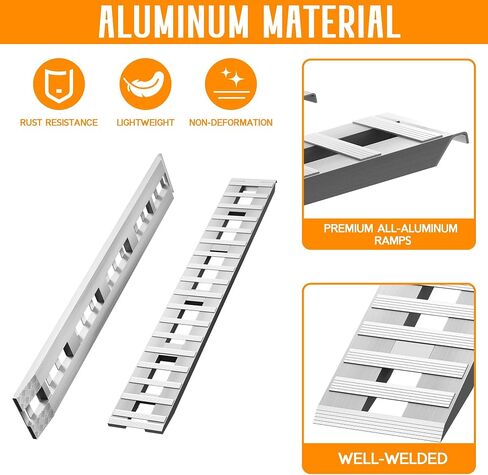 Albott 60" x 12" Aluminum Trailer Ramps, 6000 LBS Capacity Loading Ramps with U-Shaped Buckle and Hook Ends, 1 Pair for ATV, UTV, Tractors, Motorcycles, Lawnmowers, Trucks in Saudi Arabia