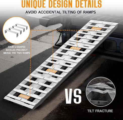 Albott 60" x 12" Aluminum Trailer Ramps, 6000 LBS Capacity Loading Ramps with U-Shaped Buckle and Hook Ends, 1 Pair for ATV, UTV, Tractors, Motorcycles, Lawnmowers, Trucks in Saudi Arabia