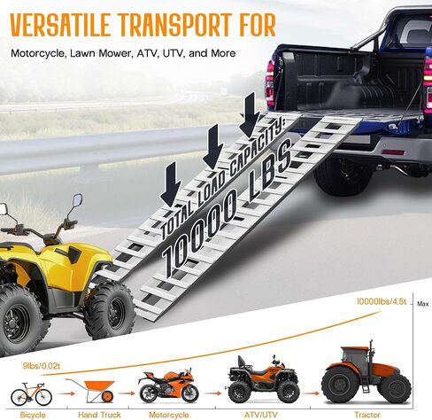 Albott 60" x 12" Aluminum Trailer Ramps, 6000 LBS Capacity Loading Ramps with U-Shaped Buckle and Hook Ends, 1 Pair for ATV, UTV, Tractors, Motorcycles, Lawnmowers, Trucks in Saudi Arabia