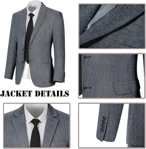 بدلة صبي تويد 3 قطع من herringbone نحيف الملاءمة الأنيقة الأنيقة سروال سراويل الزفاف عودة ملابس العودة للوطن in Kuwait