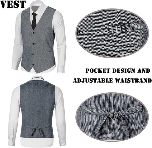 بدلة صبي تويد 3 قطع من herringbone نحيف الملاءمة الأنيقة الأنيقة سروال سراويل الزفاف عودة ملابس العودة للوطن in Kuwait