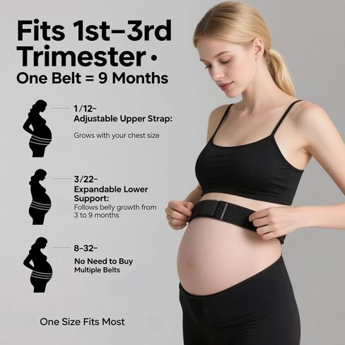 Maternity Belly Band for Pregnant Women - Adjustable Pregnancy Support Belt with Back & Pelvic Relief, Breathable Postpartum Belly Wrap-Carrying Belly (Medium) in Kuwait