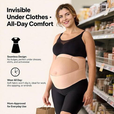 Maternity Belly Band for Pregnant Women - Adjustable Pregnancy Support Belt with Back & Pelvic Relief, Breathable Postpartum Belly Wrap-Carrying Belly (Medium) in Kuwait