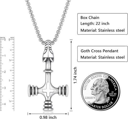 قلادة متقاطعة للرجال سيلان صليب سلسلة من الفولاذ المقاوم للصدأ للنساء قلادة القوطي المجوهرات المسيحية in Kuwait