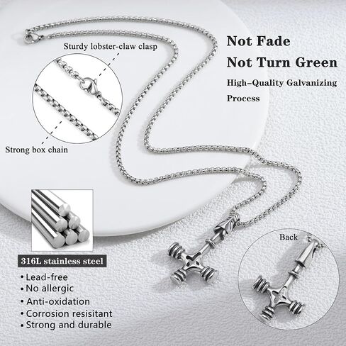 قلادة متقاطعة للرجال سيلان صليب سلسلة من الفولاذ المقاوم للصدأ للنساء قلادة القوطي المجوهرات المسيحية in Kuwait