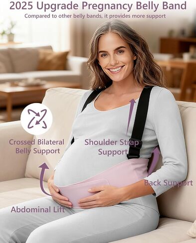 Maternity Belly Band, Highly Resilient Pregnancy Belly Support Band, Lightweight and Comfortable Abdominal Binder for Pregnant Women(Pink-Large) in Saudi Arabia