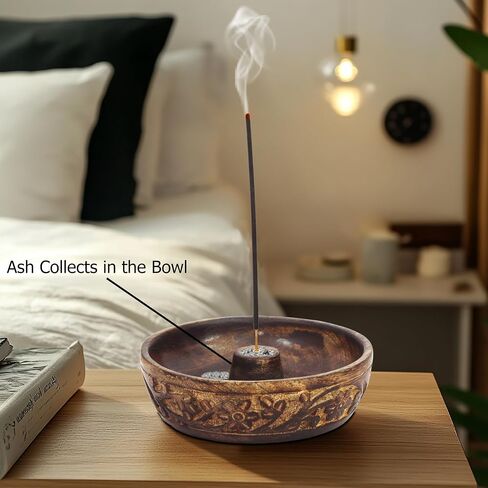 Sheesham Wood Incense Burner Holder - Set of 2 Coffin Style Sun Moon Inlay Handmade Aromatherapy Room Freshener Fragrance Cone Incense Stick Burner Ash Catcher - Zen Home Gift - 12x2x2 - COTTON CRAFT in Saudi Arabia