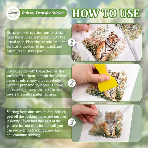 WANDIC 6PCS Rub On Transfer Stickers, Luminous Forest Animals Transfer Decals Waterproof Sticker for Furniture and Scrapbooking,15 * 30cm in Saudi Arabia