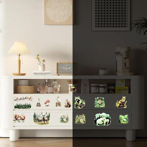 WANDIC 6PCS Rub On Transfer Stickers, Luminous Forest Animals Transfer Decals Waterproof Sticker for Furniture and Scrapbooking,15 * 30cm in Saudi Arabia