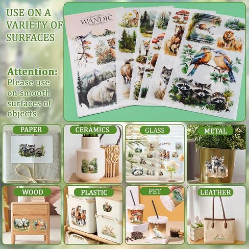 WANDIC 6PCS Rub On Transfer Stickers, Luminous Forest Animals Transfer Decals Waterproof Sticker for Furniture and Scrapbooking,15 * 30cm in Saudi Arabia
