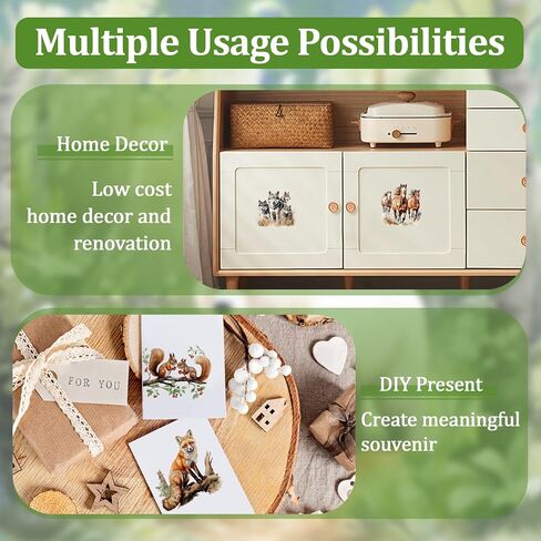WANDIC 6PCS Rub On Transfer Stickers, Luminous Forest Animals Transfer Decals Waterproof Sticker for Furniture and Scrapbooking,15 * 30cm in Saudi Arabia