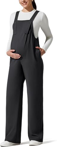 G4Free ShiftReady Maternity Jumpsuit Adjustable Strap Overalls Pregnancy Wide Leg Pants with Pockets in Saudi Arabia