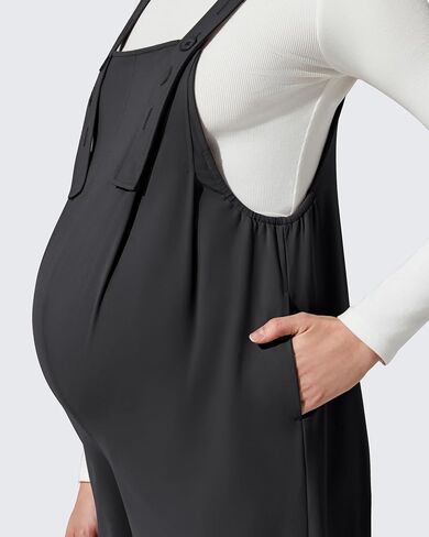 G4Free ShiftReady Maternity Jumpsuit Adjustable Strap Overalls Pregnancy Wide Leg Pants with Pockets in Saudi Arabia