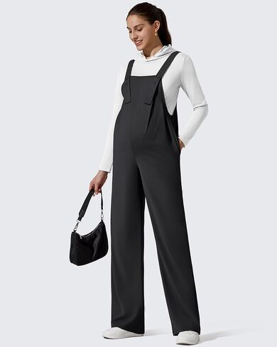 G4Free ShiftReady Maternity Jumpsuit Adjustable Strap Overalls Pregnancy Wide Leg Pants with Pockets in Saudi Arabia