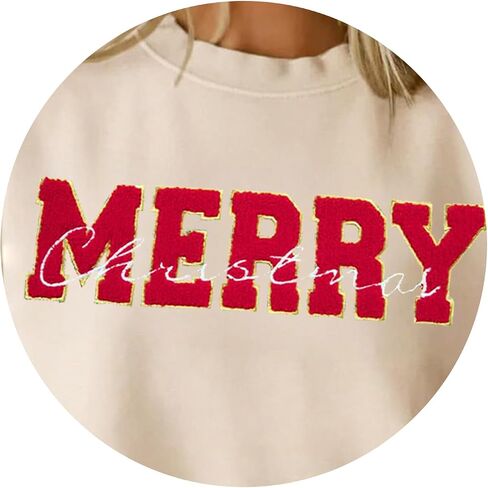 Merry Sweatshirts for Women Letter Printed Crewneck Xmas Sweatshirt Long Sleeve Pullover Top Christmas Sweatshirts in Saudi Arabia