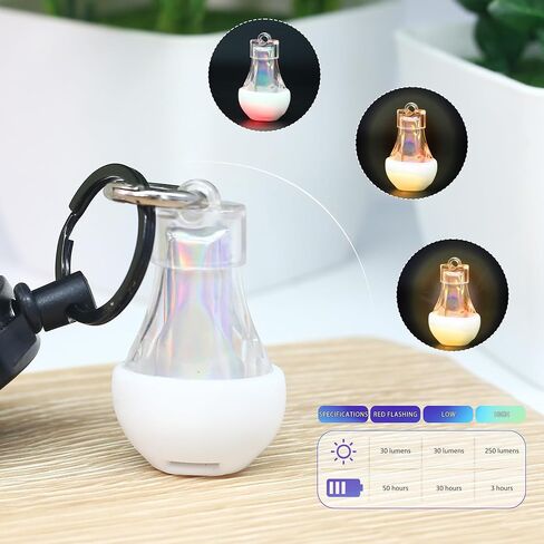 Mini Lantern LED Flashlight, Small Keychain Flashlight Rechargeable USB, Waterproof Pocket Purse Light with Magnetic for Camping Nighttime, EDC Gear Tools Keychian Light (White-2Pcs) in Saudi Arabia