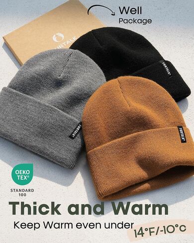 Furtalk 3 pack beanie للرجال نساء للجنسين المكوجين سميكًا سميكًا للجنسين قبعة الشتاء قبعة الجمجمة in Saudi Arabia