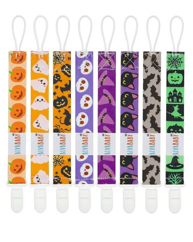 مشبك مصاصة الهالوين من ALVABABY مكون من 8 قطع من سلسلة حامل المقاود لحديثي الولادة من الأولاد والبنات 8DBP08A in Kuwait