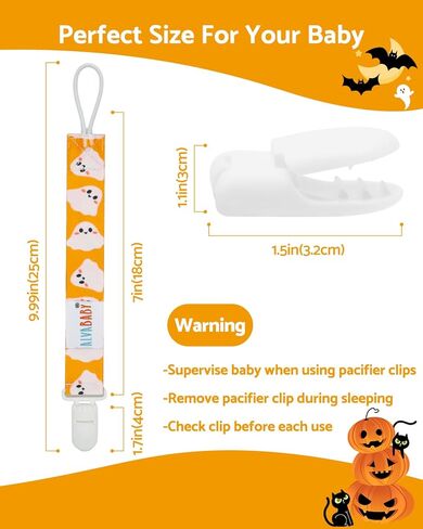 مشبك مصاصة الهالوين من ALVABABY مكون من 8 قطع من سلسلة حامل المقاود لحديثي الولادة من الأولاد والبنات 8DBP08A in Kuwait