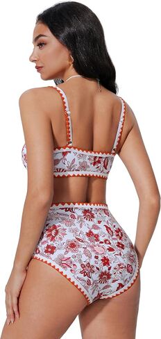 Suuksess Women High Pherced Bikini مجموعة الأزهار طباعة اللون كتلة 2 قطعة السباحة in Kuwait