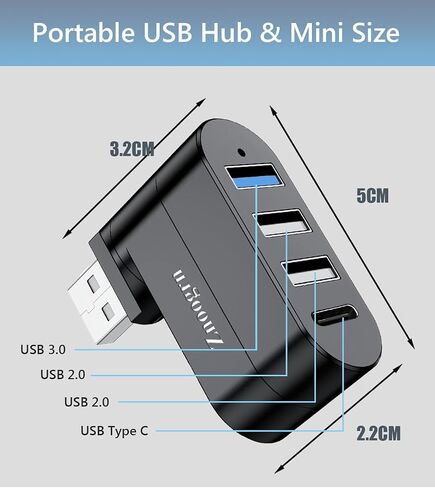 محور 4-Port USB C 3.0 [90 درجة/180 درجة قابلة للتدوير] ، و splitter type-C مع 3 منافذ USB-A و 1 C POWER PORT in Kuwait
