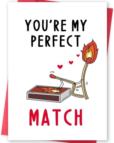 بطاقة هدايا عيد ميلاد مضحكة للرجال نساء ، بطاقة الذكرى السنوية الحب لصديقها ، هدية عيد الحب سعيد من صديقته ، أنت مباراة مثالية لي in Kuwait