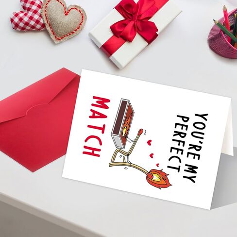 بطاقة هدايا عيد ميلاد مضحكة للرجال نساء ، بطاقة الذكرى السنوية الحب لصديقها ، هدية عيد الحب سعيد من صديقته ، أنت مباراة مثالية لي in Kuwait