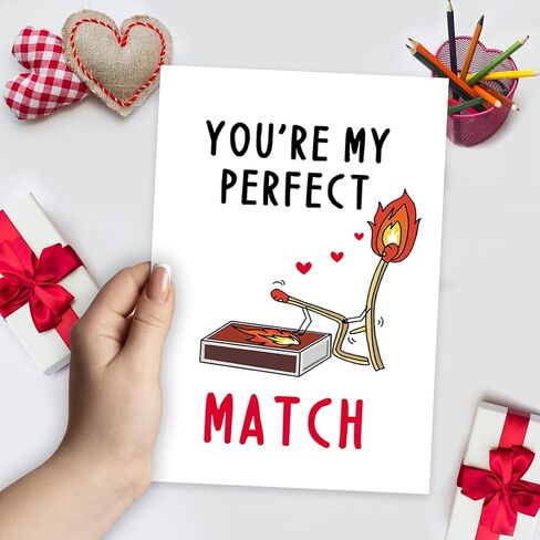 بطاقة هدايا عيد ميلاد مضحكة للرجال نساء ، بطاقة الذكرى السنوية الحب لصديقها ، هدية عيد الحب سعيد من صديقته ، أنت مباراة مثالية لي in Kuwait