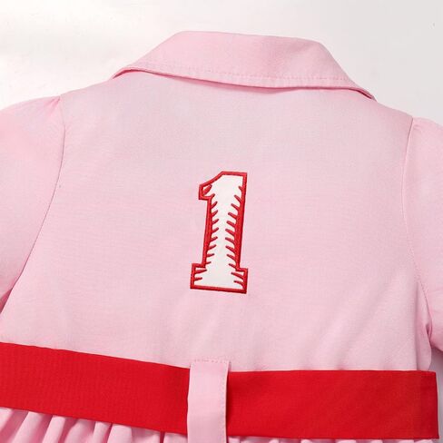 AWIBMK Baby Girls 1st Birthday Dress Baseball Themed Button Dress with Belt Headband Photoshoot Cake Smash Outfits in Saudi Arabia
