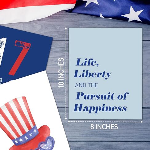 المطبوعات الفنية في يوم الاستقلال اليدوية - مجموعة من 4 ملصقات غير متطورة في 4 يوليو مع الأكمام الممتازة الممتازة ، 8 × 10 بوصة ديكور صور للغرفة HB04 in Kuwait