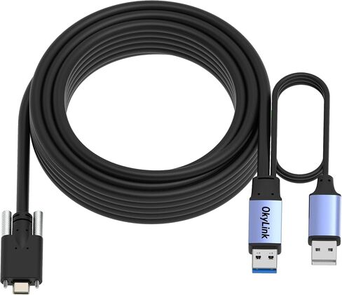 USB 3.0/3.2 Gen1 Long USB A إلى USB C كابل ، من الذكور إلى الذكور ، نقل البيانات - وظيفة مع رقاقة - مناسبة للكاميرات والطابعات. (5 جيجابايت في الثانية ، كابل أسود+قذيفة رمادية ، 65 قدمًا (20 مترًا)) in Kuwait