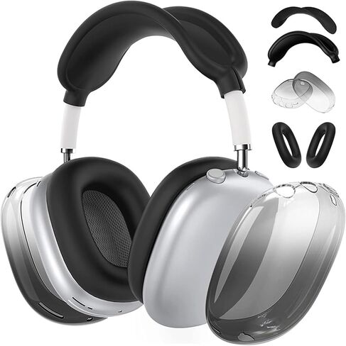 غطاء الحالة لسماعات الهواء الأقصى Airpods ، 4 من 1 في 1 ناعمة من الجلد TPU مضاد للخلع ، والملحقات الشفافة الغطاء الوقائي فائقة ل Apple Airpods Max USB-C (2024/2020) ، وردي in Kuwait