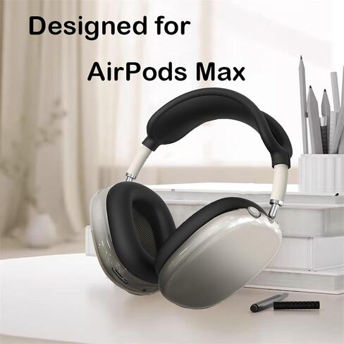 غطاء الحالة لسماعات الهواء الأقصى Airpods ، 4 من 1 في 1 ناعمة من الجلد TPU مضاد للخلع ، والملحقات الشفافة الغطاء الوقائي فائقة ل Apple Airpods Max USB-C (2024/2020) ، وردي in Kuwait